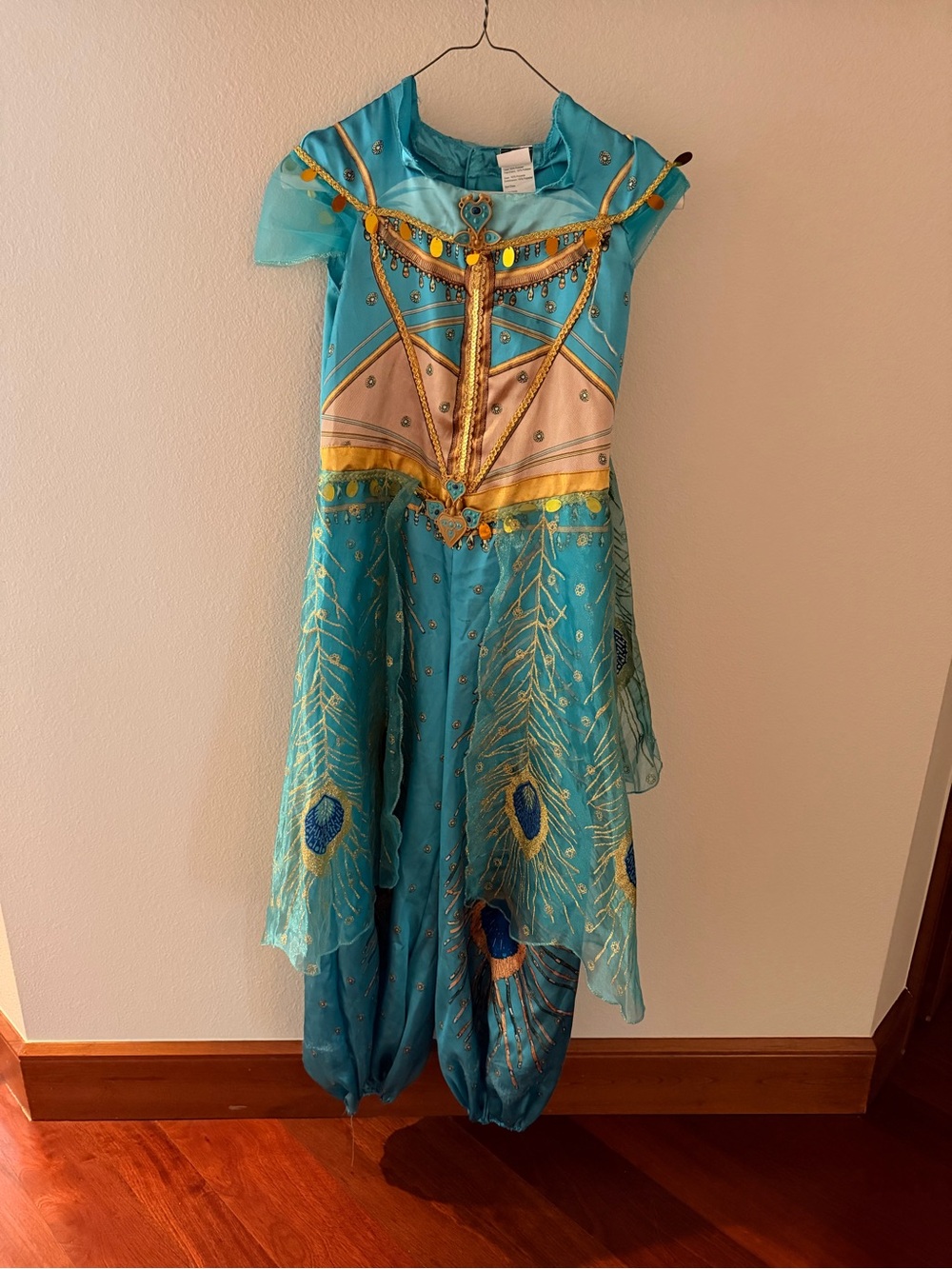 Disney Teal and Gold Jasmine Princess Costume, size 7/8